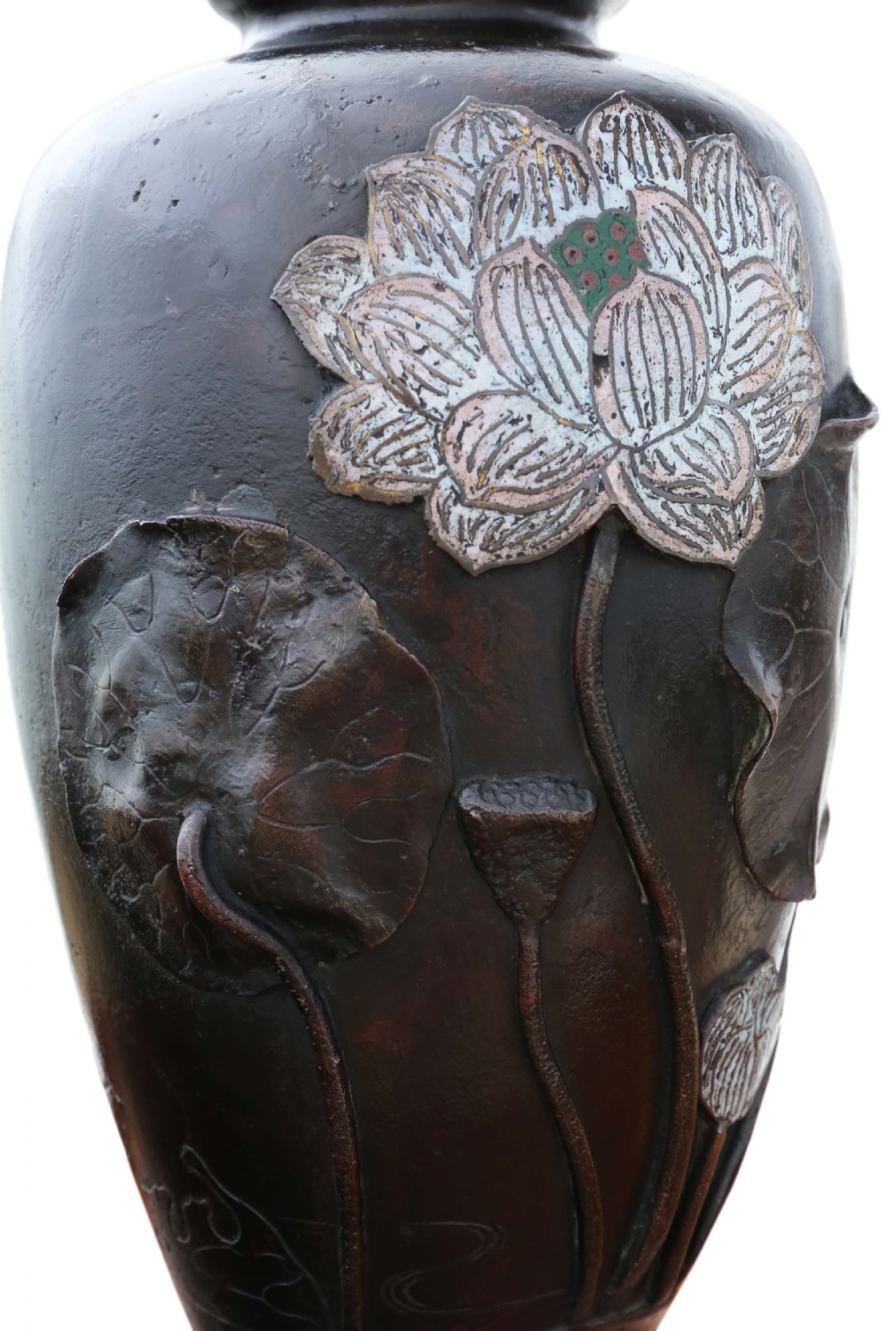 19th Century quality Japanese bronze Champleve vase View VI