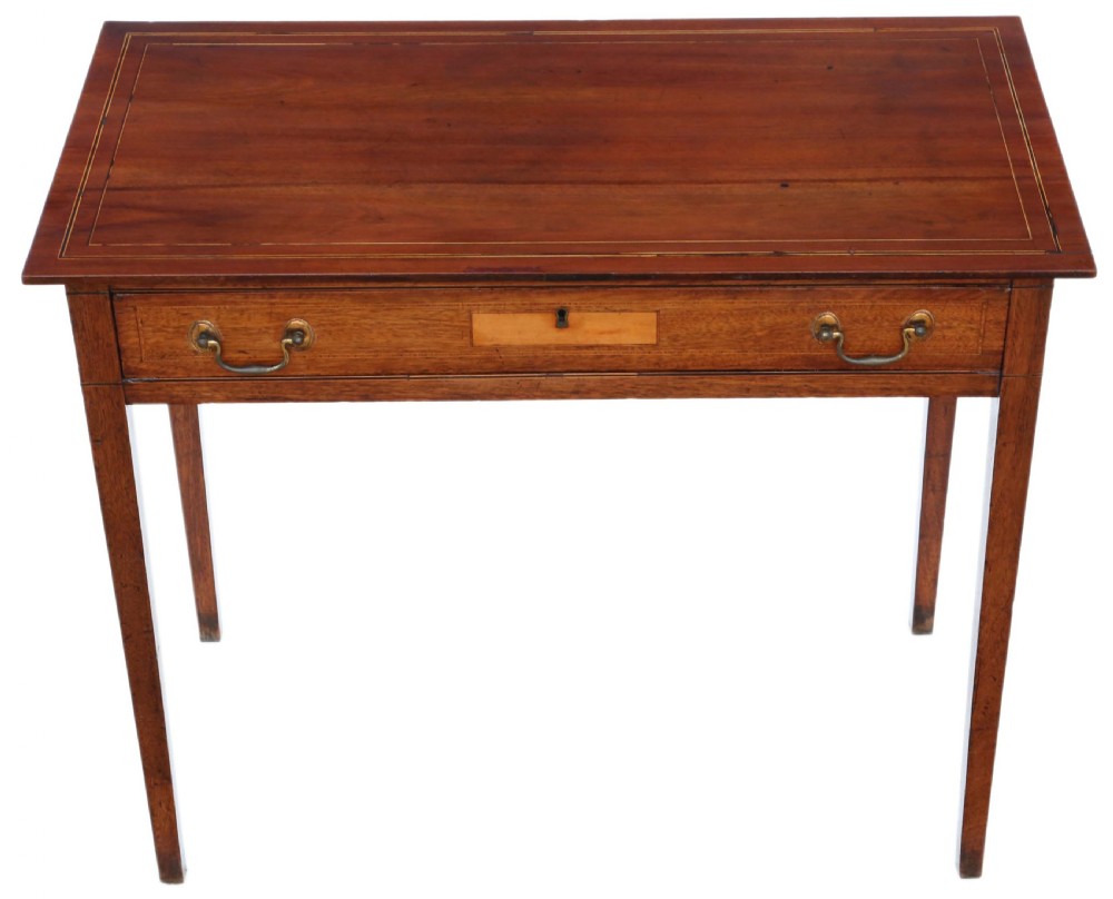 Georgian C1800 inlaid mahogany writing side table