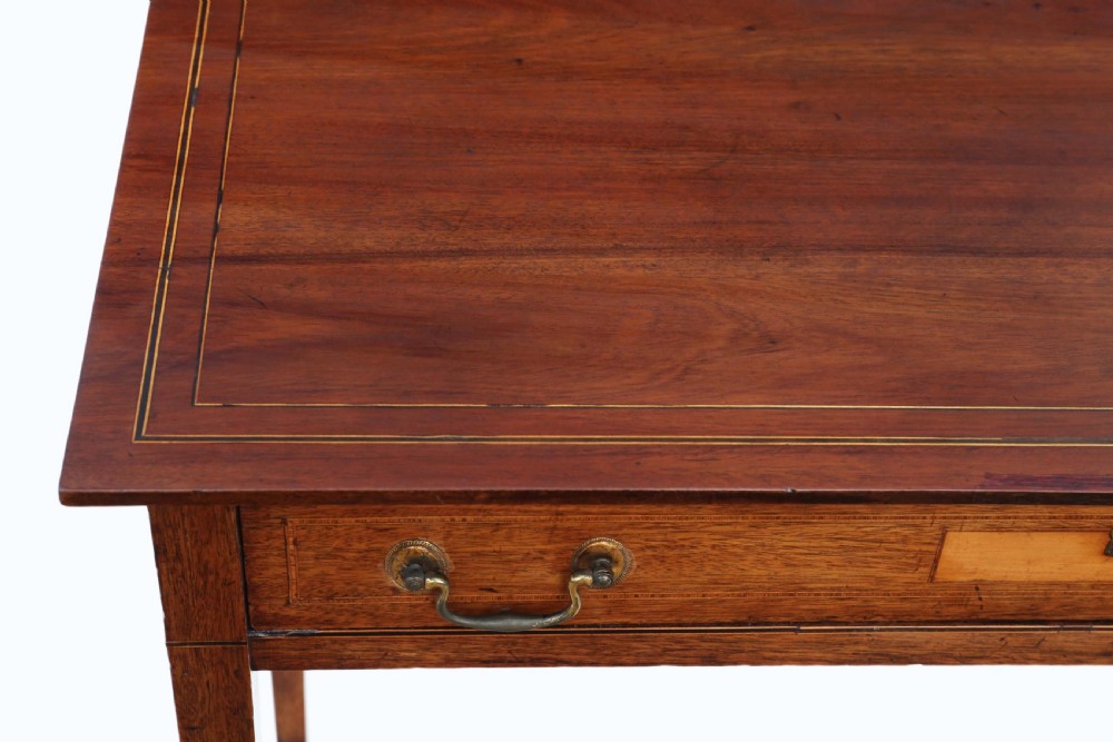Georgian C1800 inlaid mahogany writing side table View IV