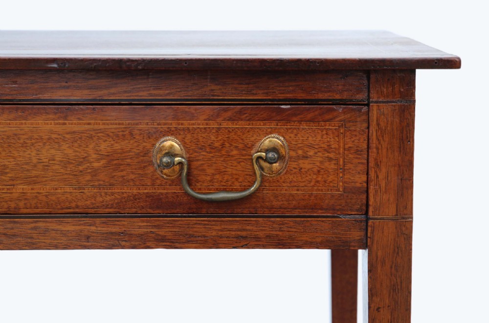Georgian C1800 inlaid mahogany writing side table View V