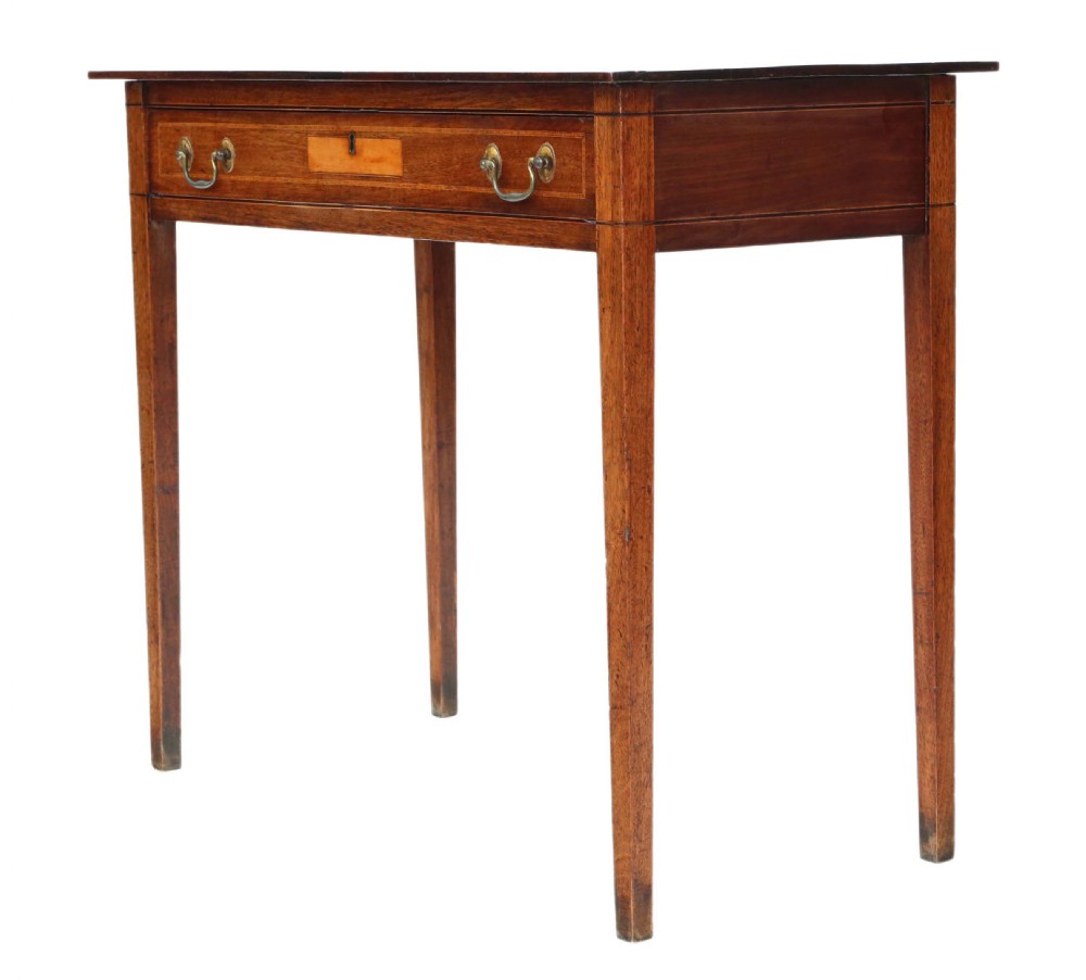 Georgian C1800 inlaid mahogany writing side table View VI