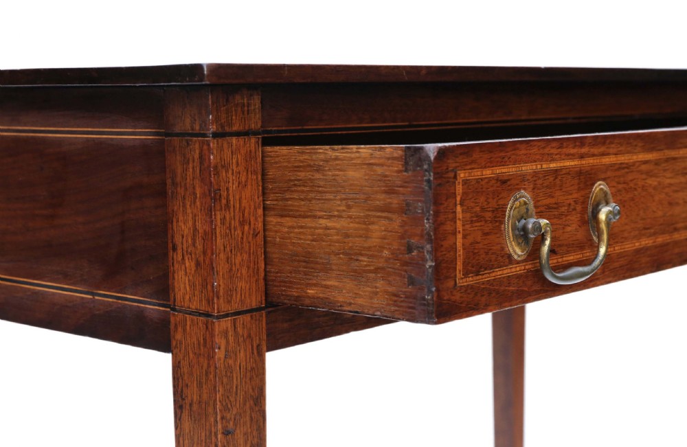 Georgian C1800 inlaid mahogany writing side table View VII