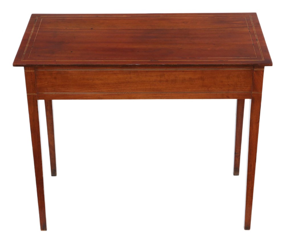 Georgian C1800 inlaid mahogany writing side table View IX