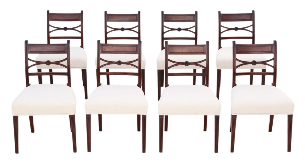 Set of 8 Georgian C1825 mahogany X back dining chairs