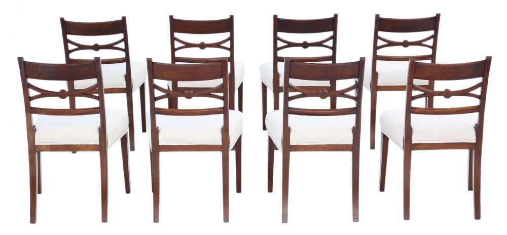 Set of 8 Georgian C1825 mahogany X back dining chairs View II
