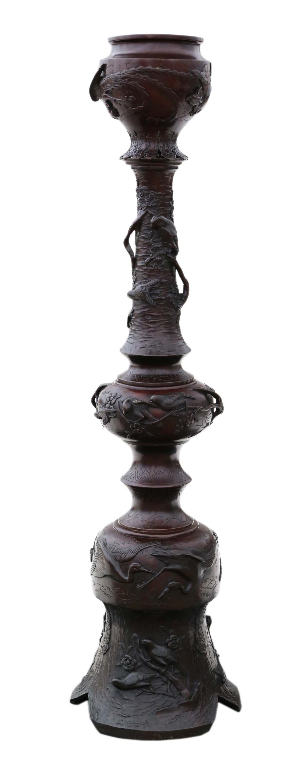 Floor standing Japanese bronze jardiniere planter Meiji