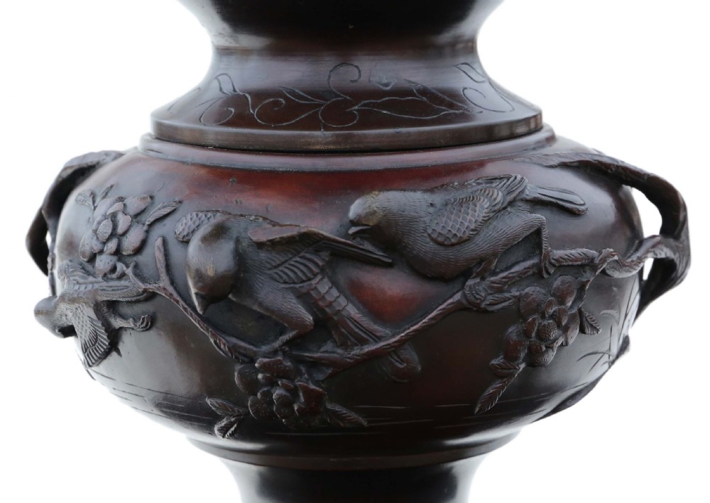Floor standing Japanese bronze jardiniere planter Meiji View VI