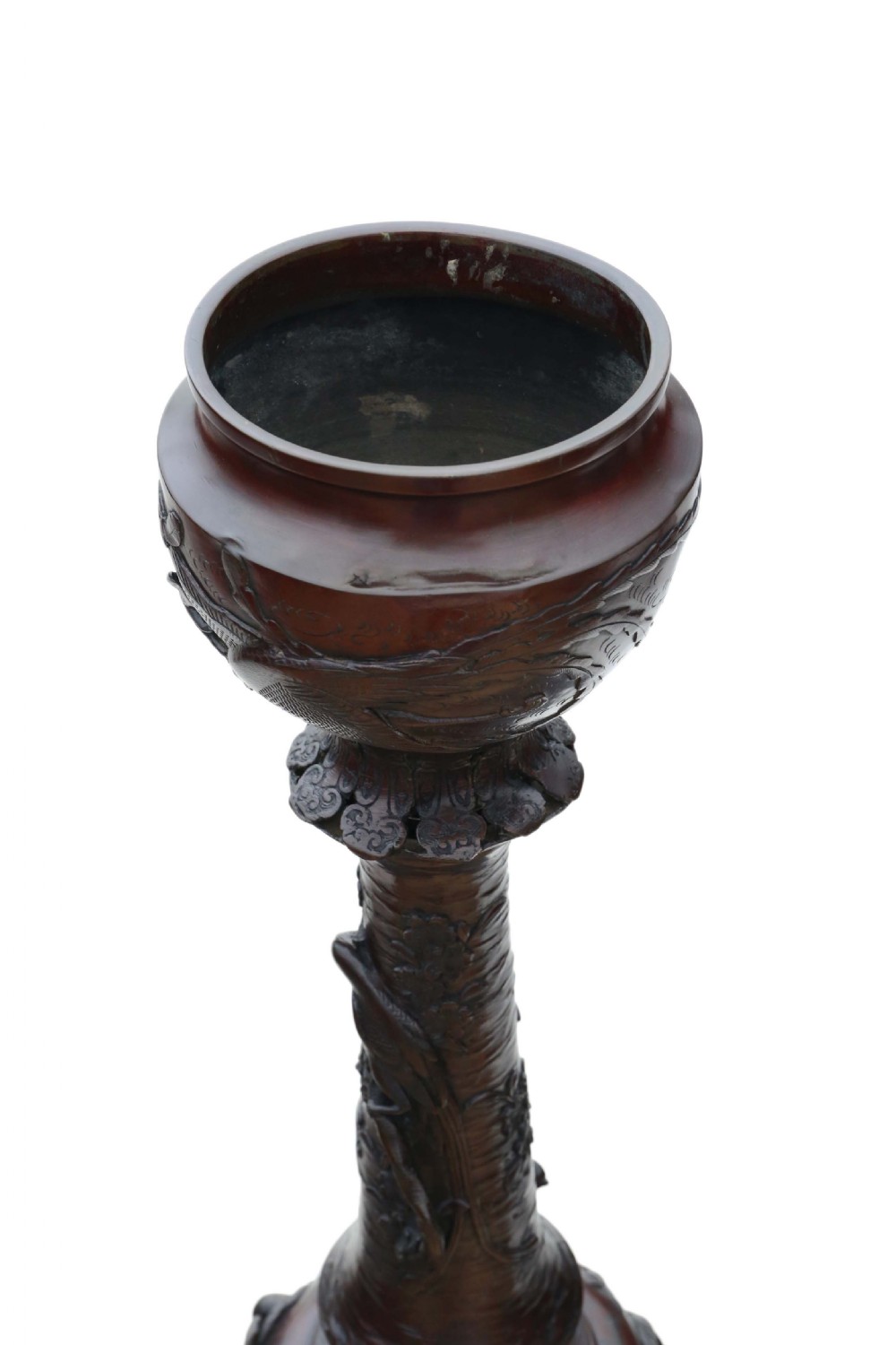 Floor standing Japanese bronze jardiniere planter Meiji View XI