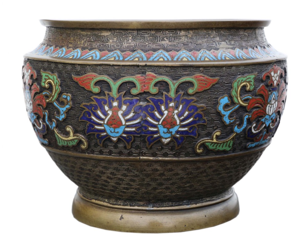Chinese bronze cloisonne planter bowl Late 19th Century