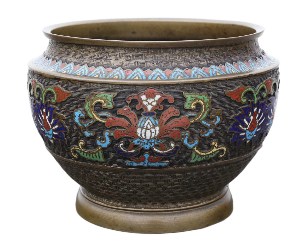 Chinese bronze cloisonne planter bowl Late 19th Century View III