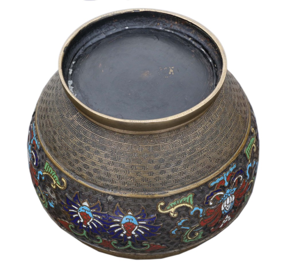 Chinese bronze cloisonne planter bowl Late 19th Century View VII