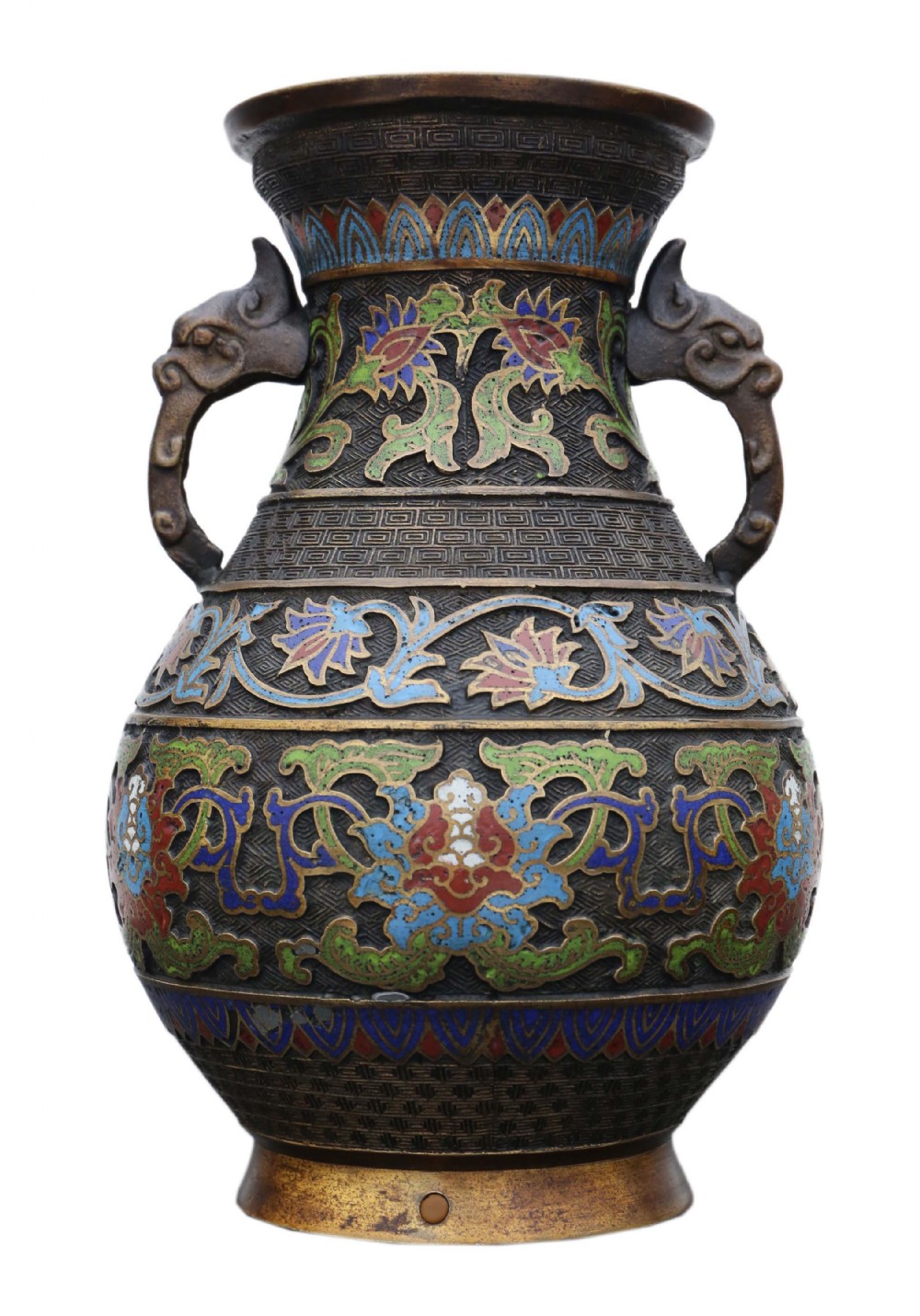 Late 19th Century Chinese bronze cloisonne vase