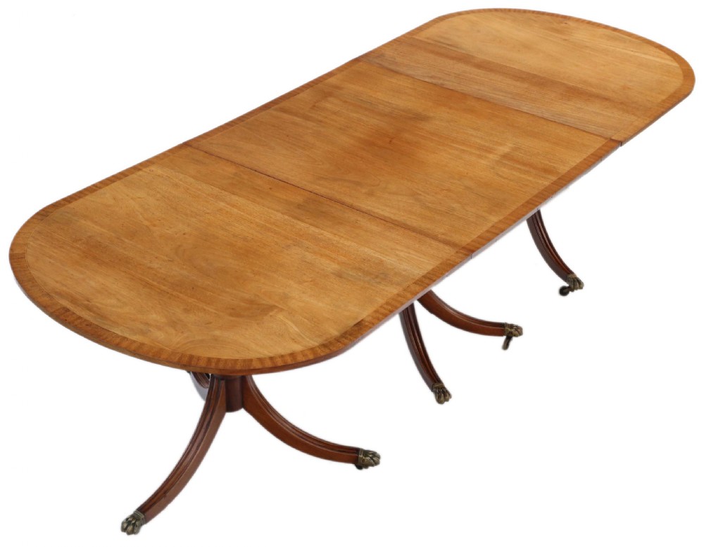 ANTIQUE VERY LARGE QUALITY ~9' MAHOGANY EXTENDING TRIPLE PEDESTAL DINING TABLE View II
