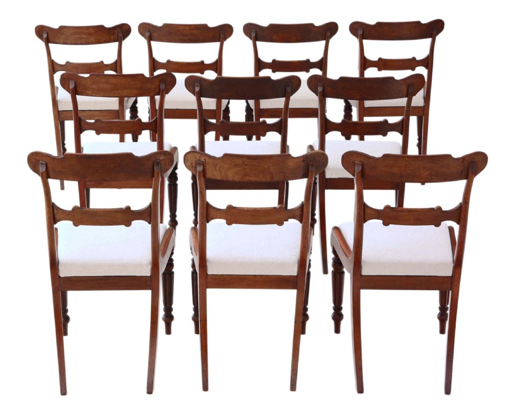 Set of 10 Regency C1825-1835 carved mahogany dining chairs View II