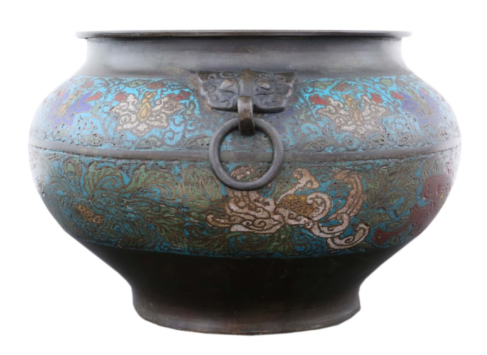 Chinese bronze champleve planter bowl Late 19th Century View IV