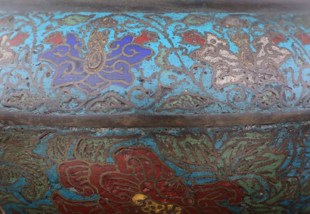 Chinese bronze champleve planter bowl Late 19th Century View VI