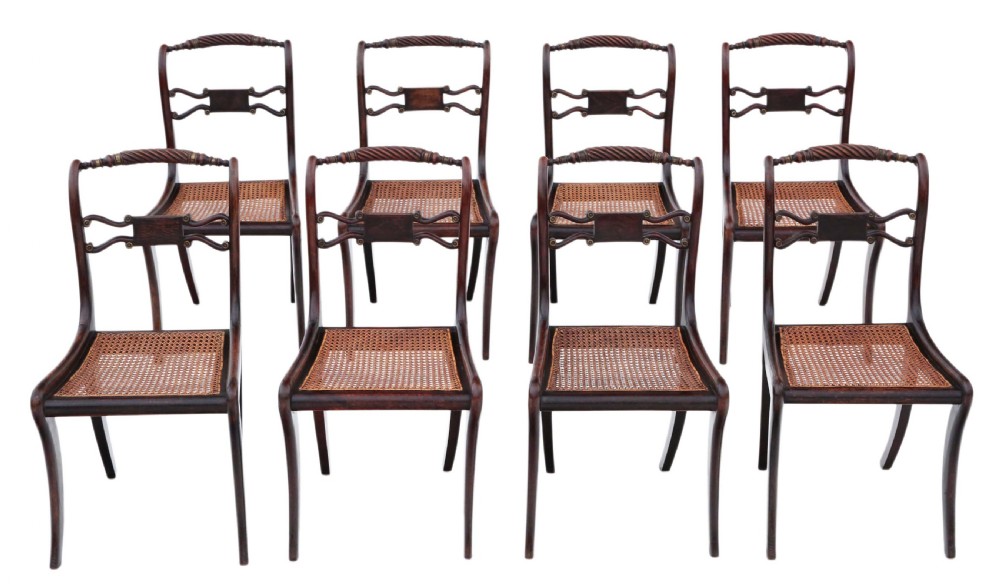 Set of eight Regency faux rosewood dining chairs 19th Century