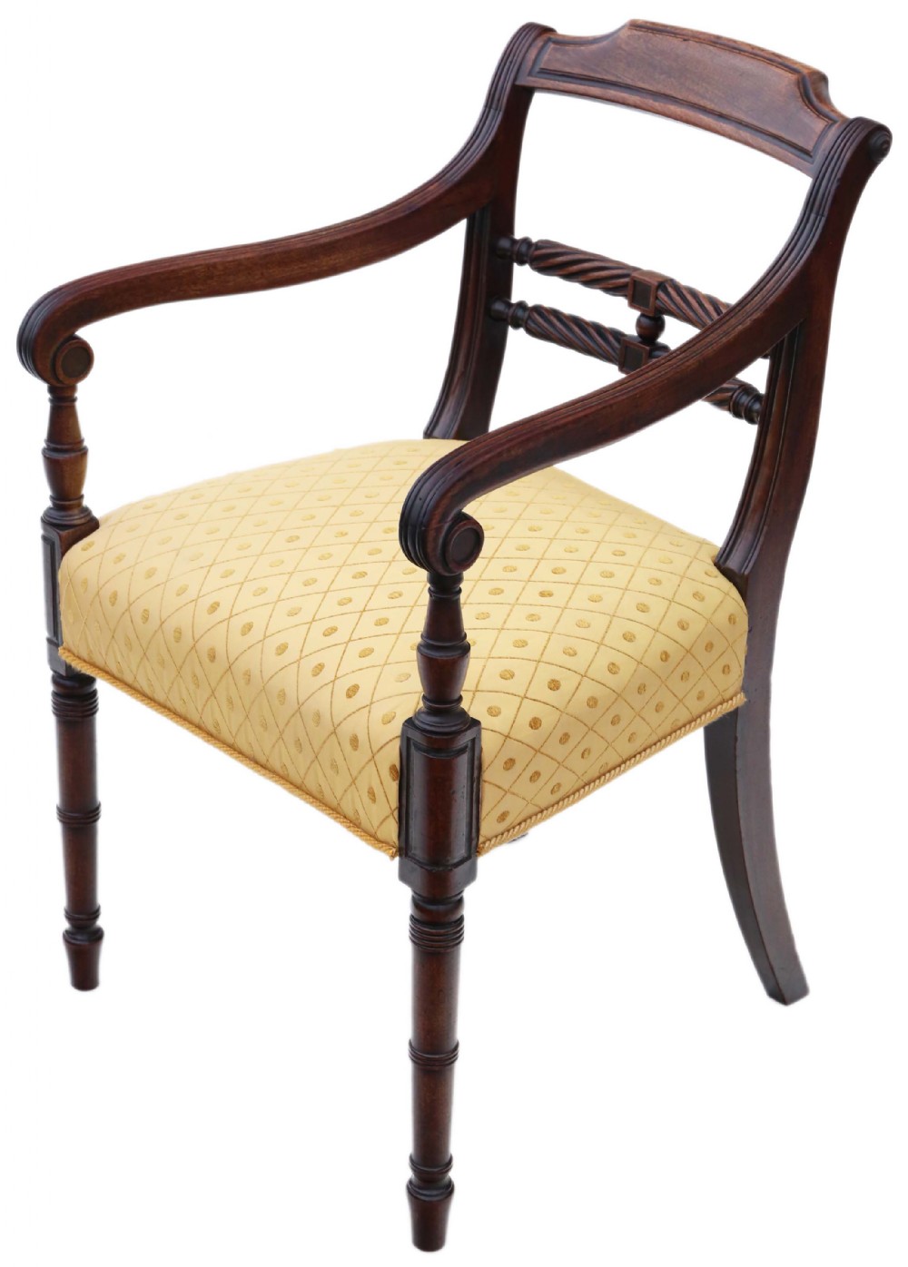 Georgian C1820 mahogany elbow desk carver chair