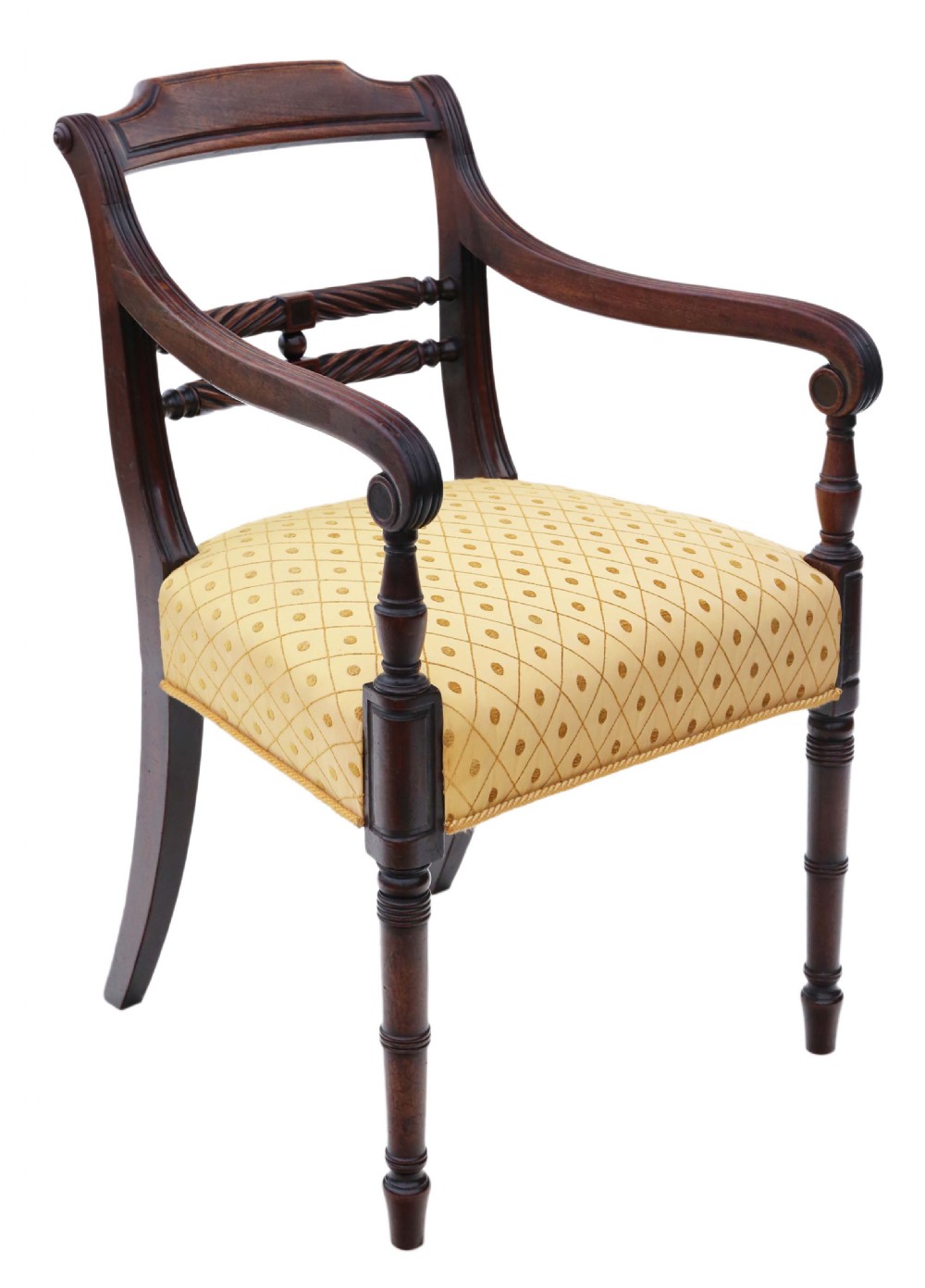 Georgian C1820 mahogany elbow desk carver chair View V