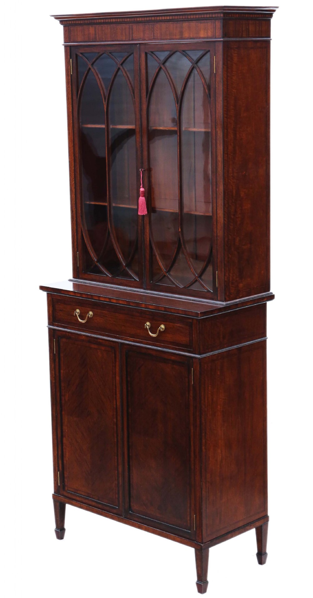 Georgian revival mahogany glazed bookcase on cupboard C1890