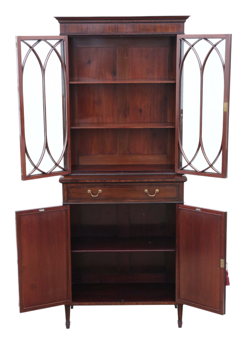 Georgian revival mahogany glazed bookcase on cupboard C1890 View IV