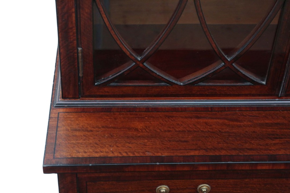 Georgian revival mahogany glazed bookcase on cupboard C1890 View IX