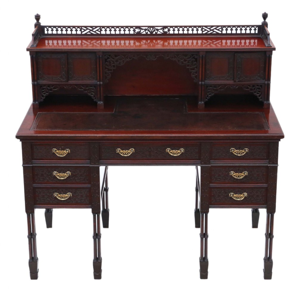 Victorian mahogany twin pedestal desk Edwards & Roberts