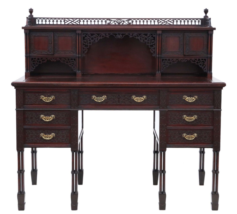 Victorian mahogany twin pedestal desk Edwards & Roberts View III