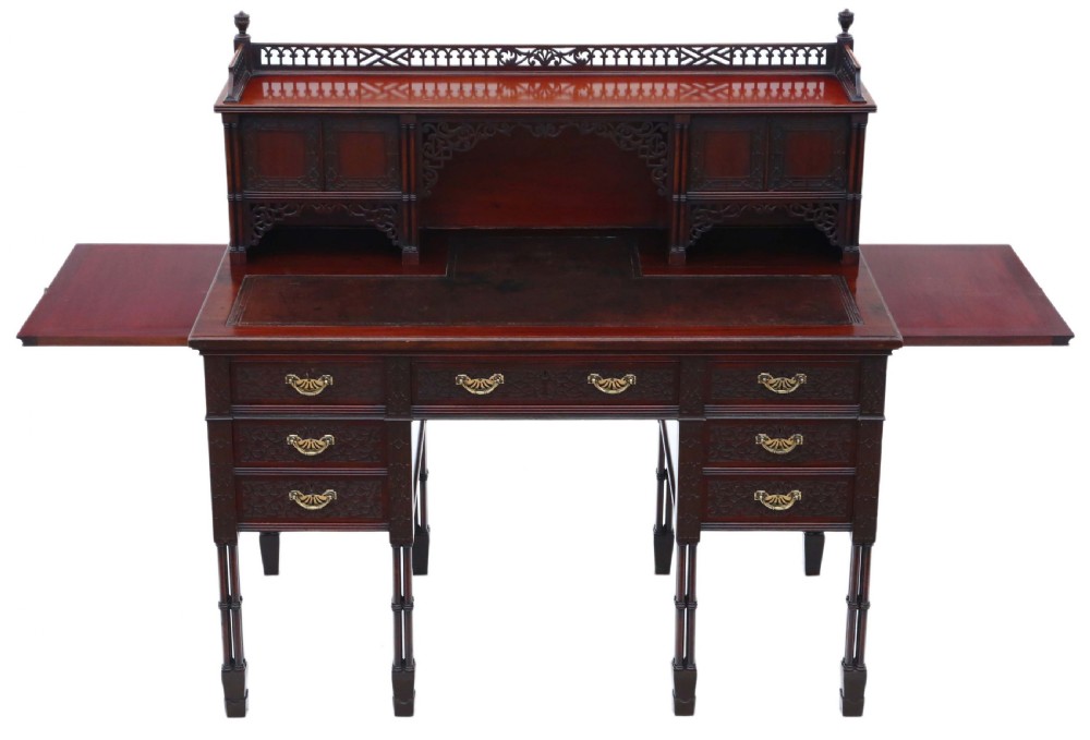 Victorian mahogany twin pedestal desk Edwards & Roberts View XIII