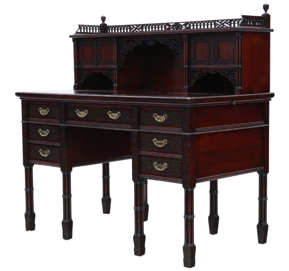 Victorian mahogany twin pedestal desk Edwards & Roberts View XIV