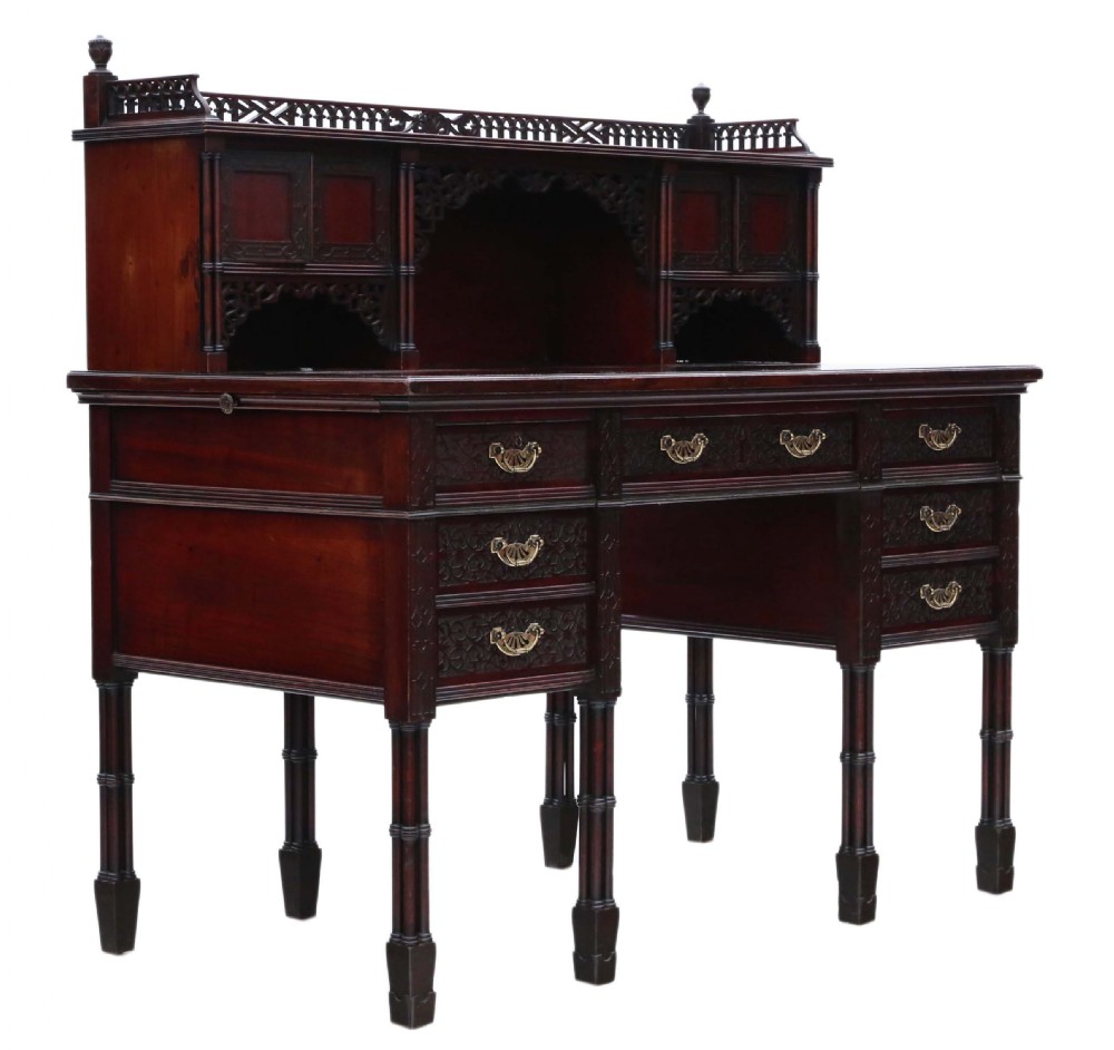 Victorian mahogany twin pedestal desk Edwards & Roberts View XV