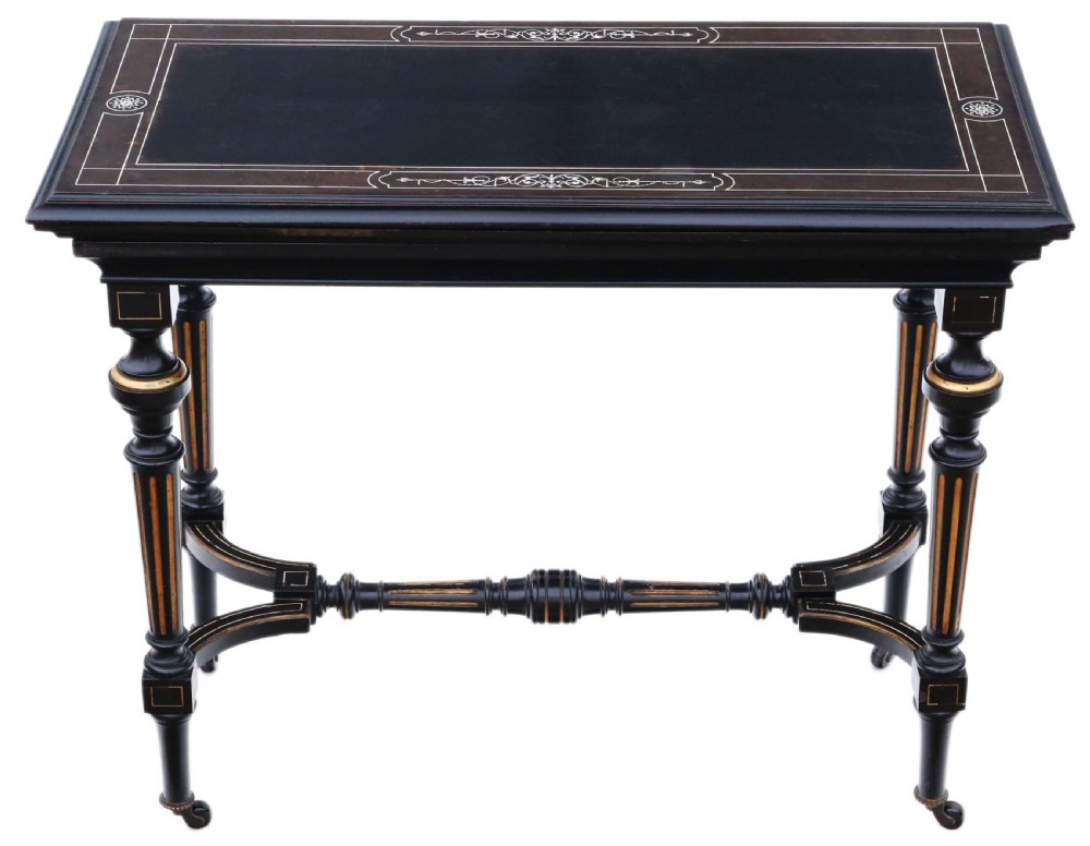 Victorian aesthetic ebonised and gilt folding card tea table