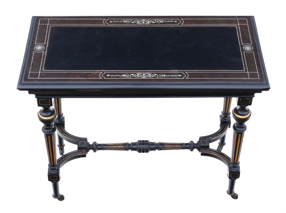 Victorian aesthetic ebonised and gilt folding card tea table View II