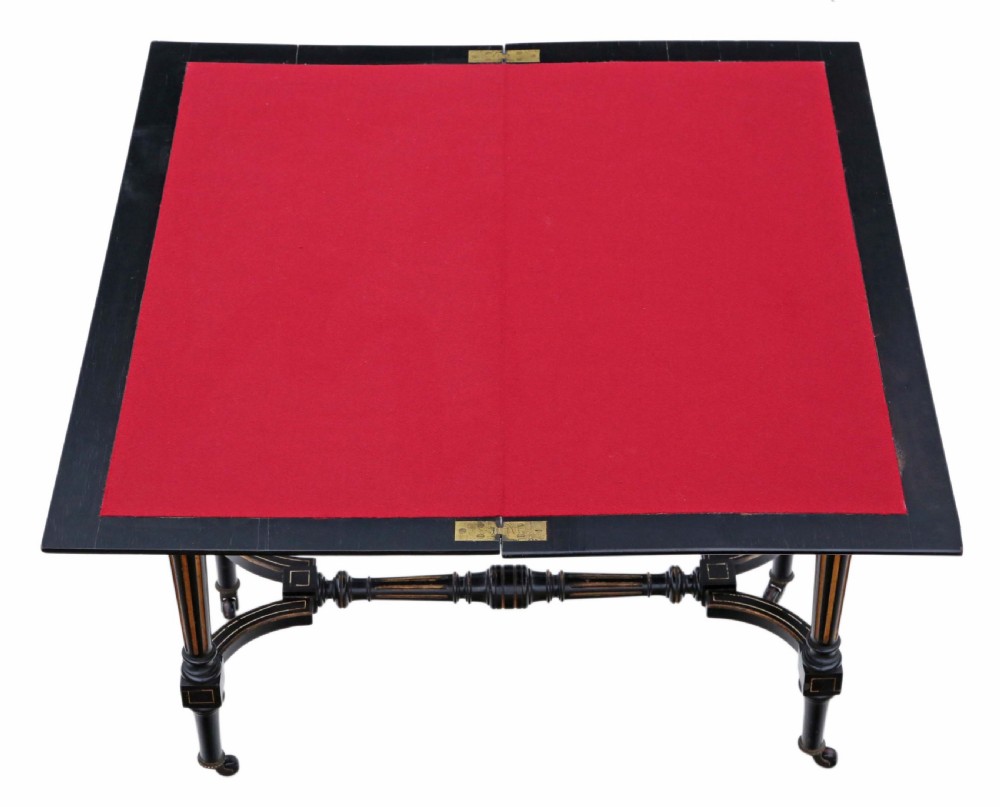 Victorian aesthetic ebonised and gilt folding card tea table View III
