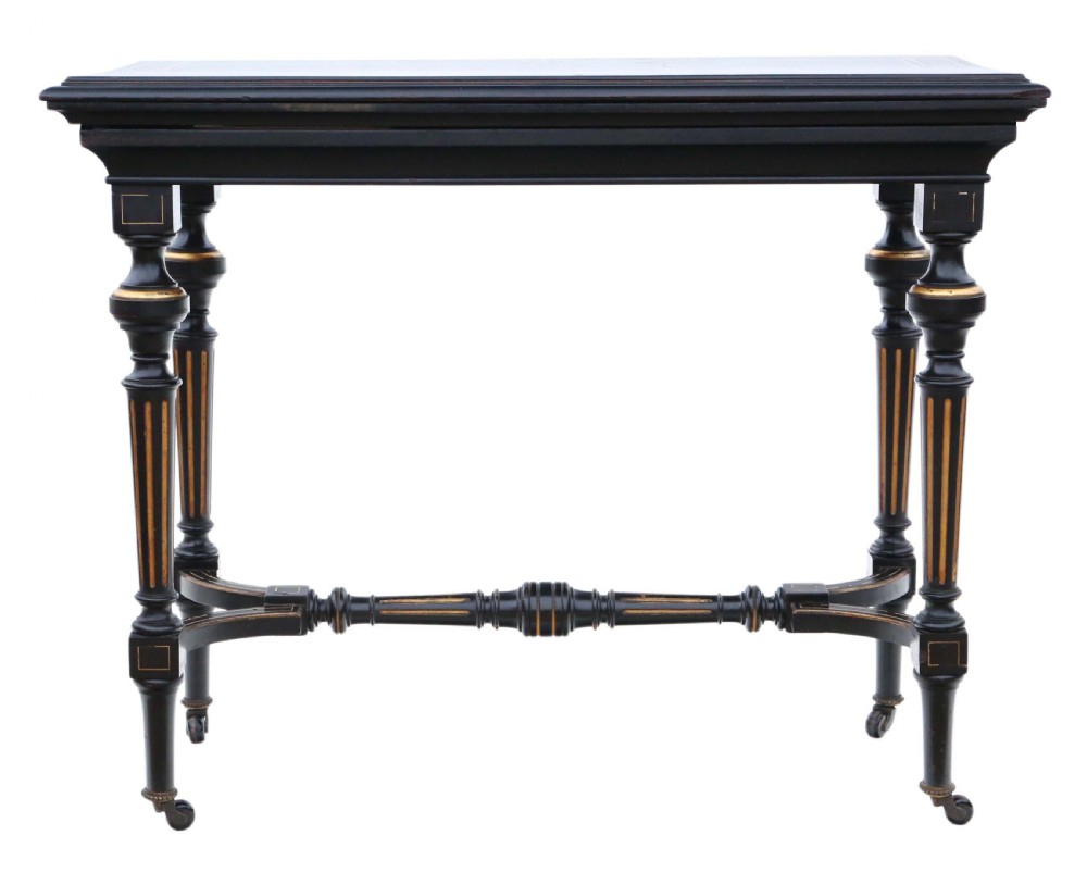 Victorian aesthetic ebonised and gilt folding card tea table View IV