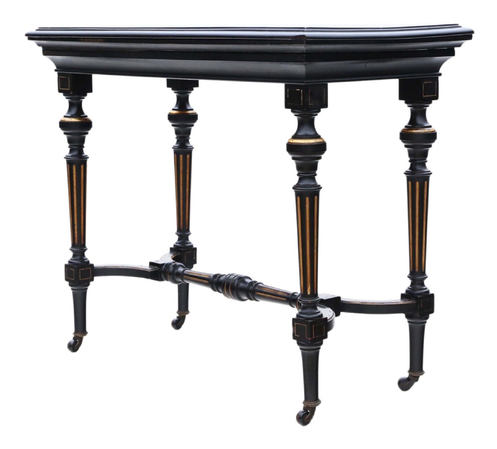 Victorian aesthetic ebonised and gilt folding card tea table View VIII