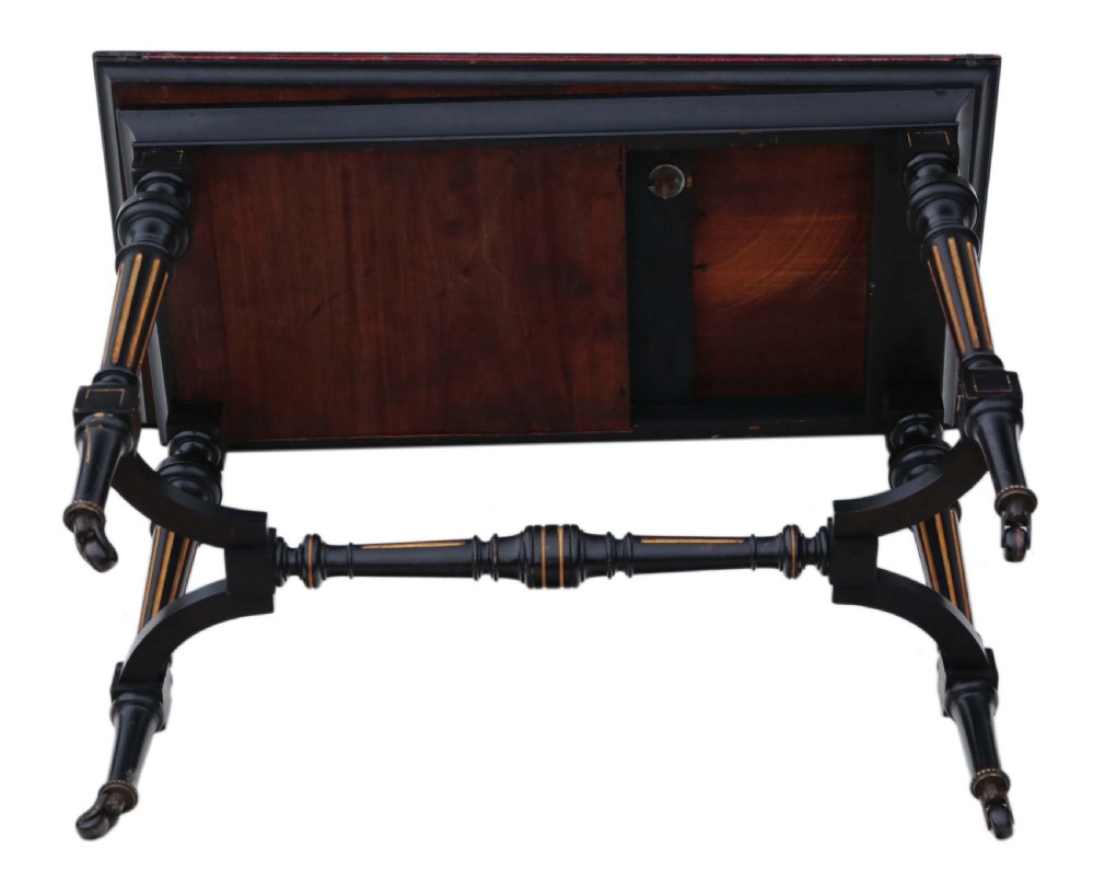 Victorian aesthetic ebonised and gilt folding card tea table View XII