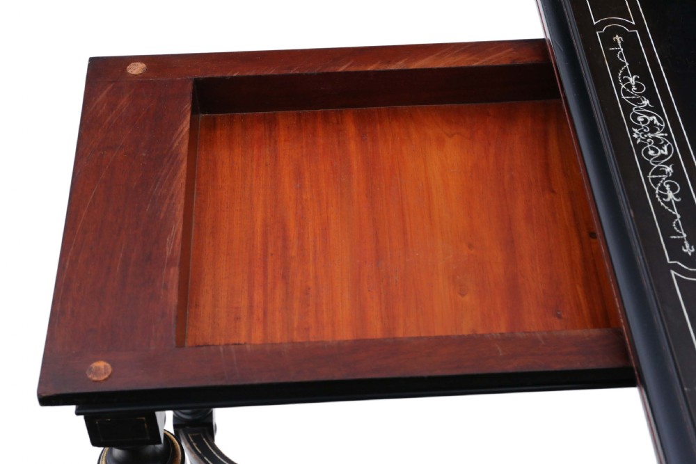 Victorian aesthetic ebonised and gilt folding card tea table View XIII