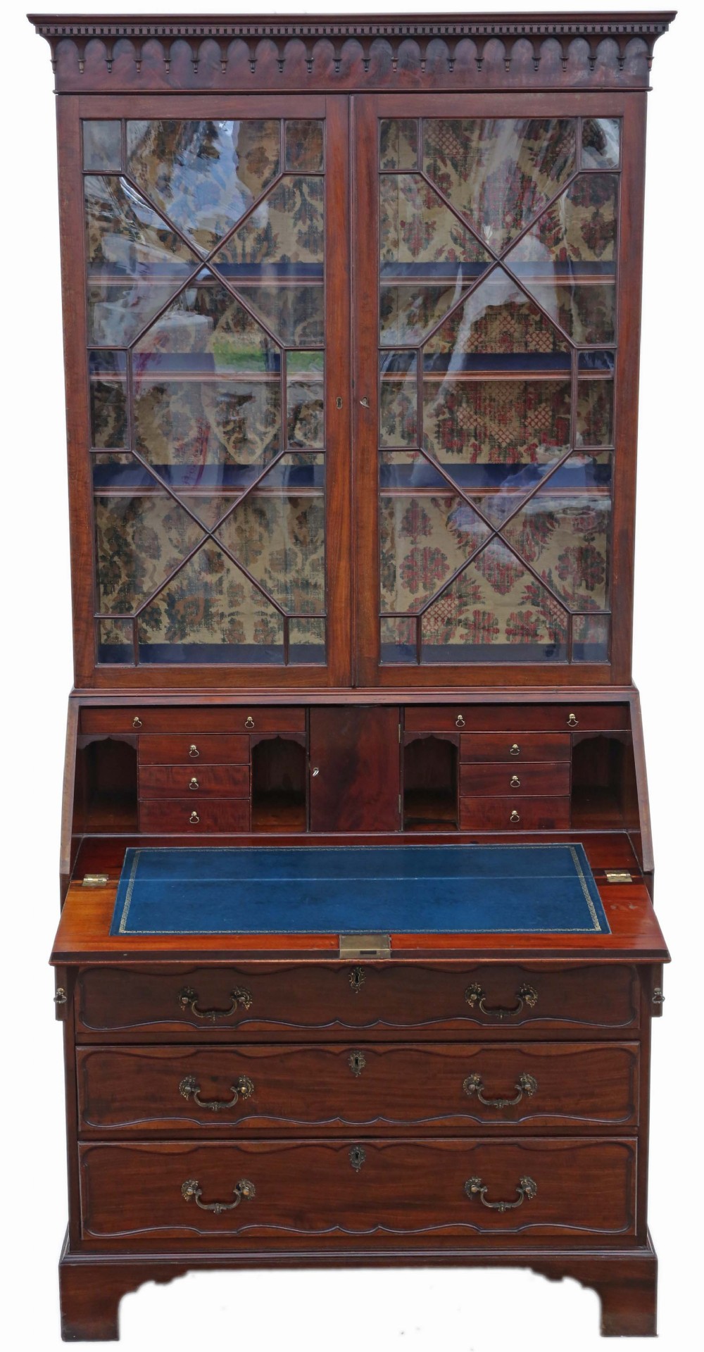 William IV mahogany glazed bureau bookcase