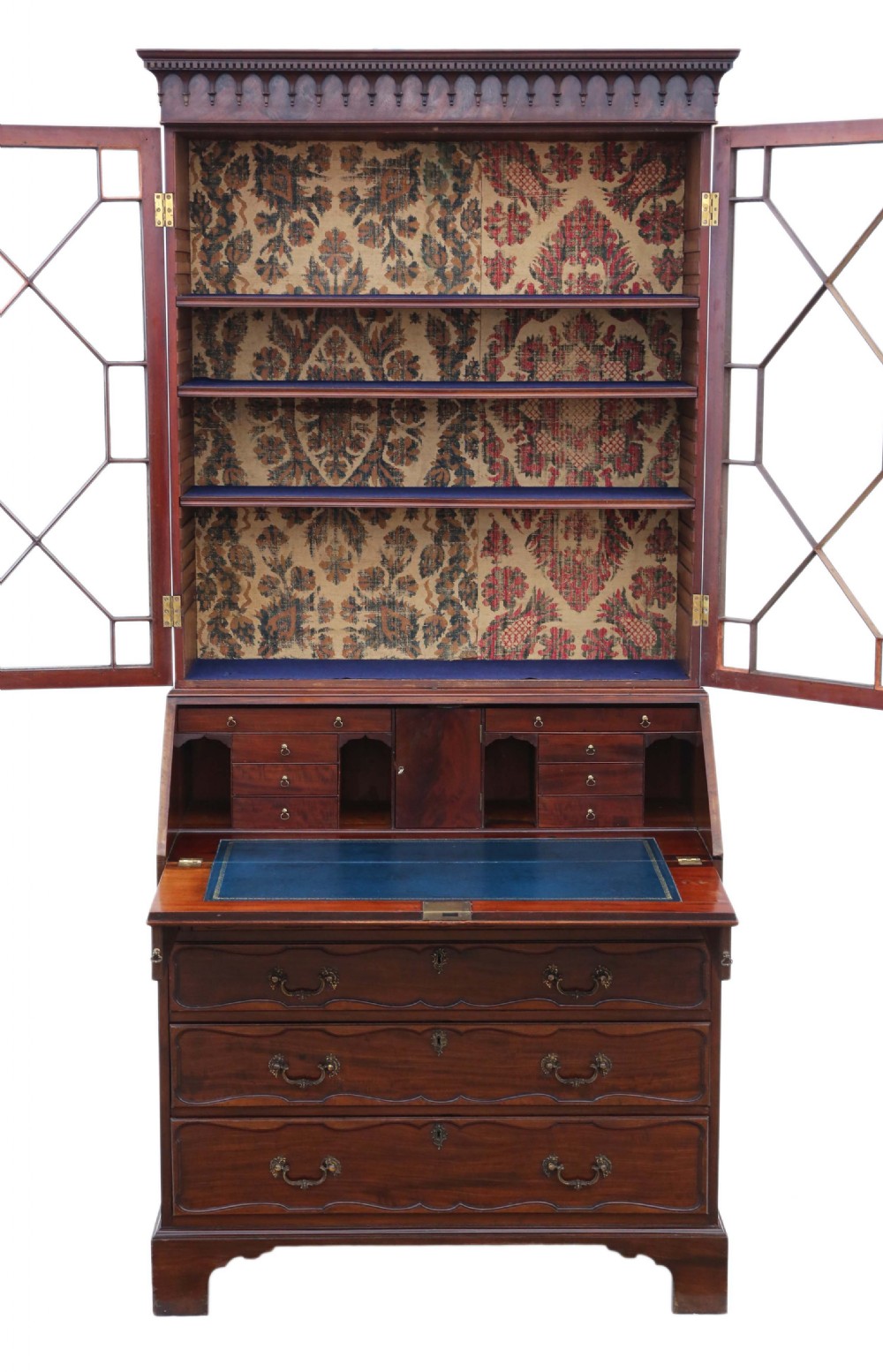 William IV mahogany glazed bureau bookcase View II