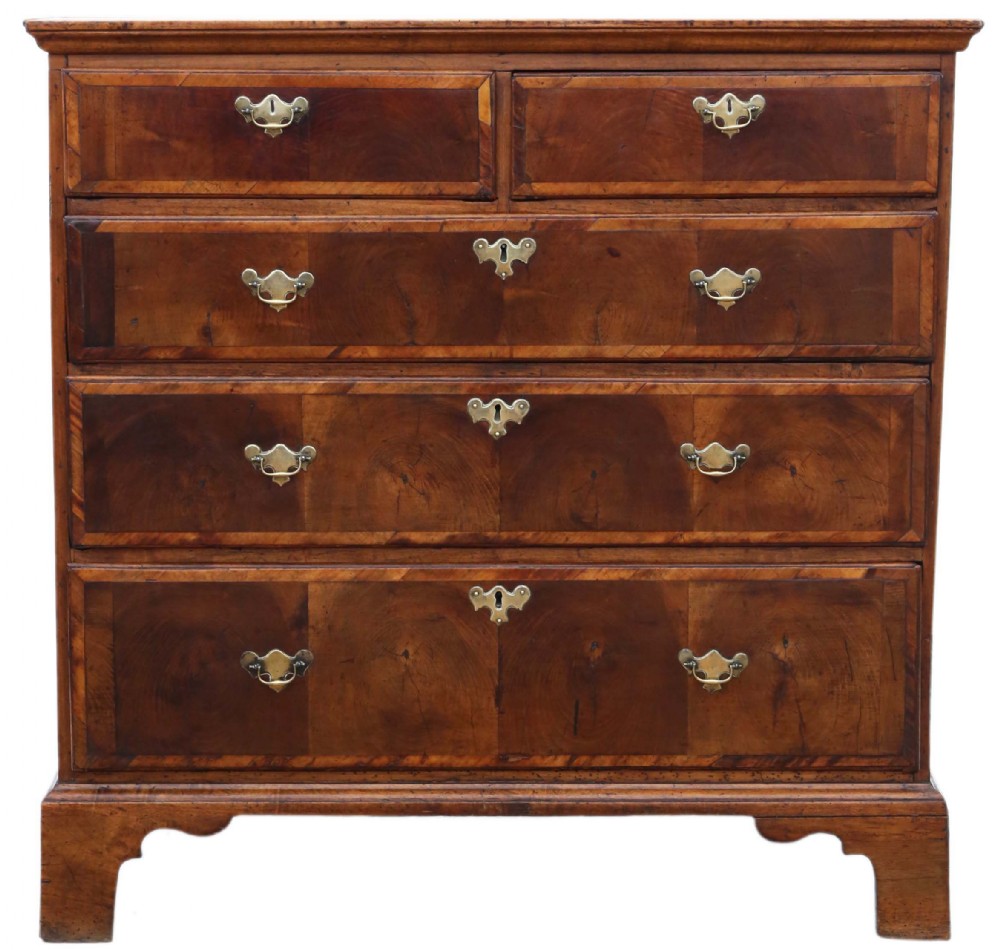 Georgian oyster walnut and fruitwood chest of drawers