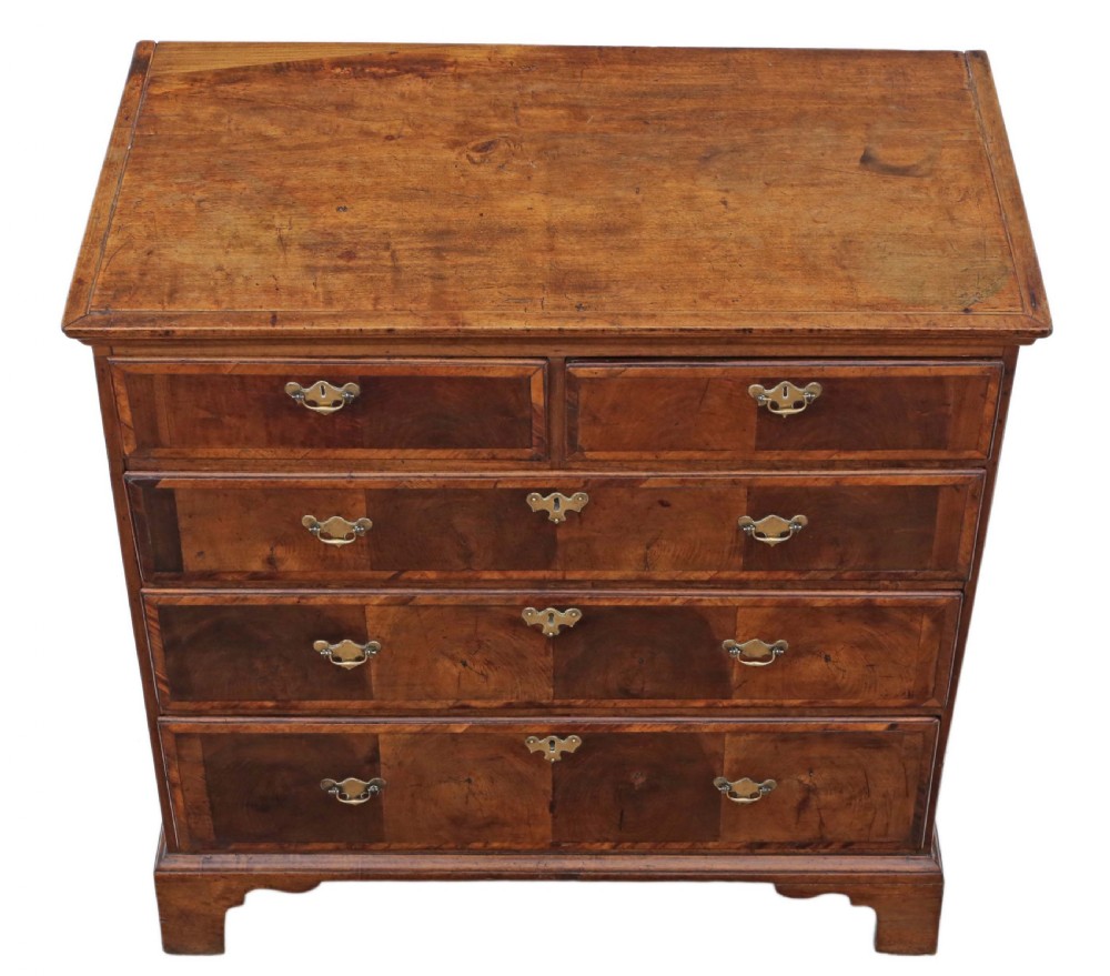 Georgian oyster walnut and fruitwood chest of drawers View III