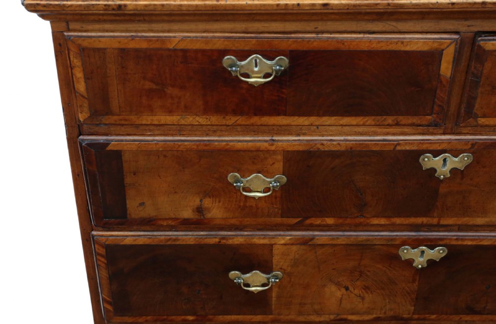 Georgian oyster walnut and fruitwood chest of drawers View VI