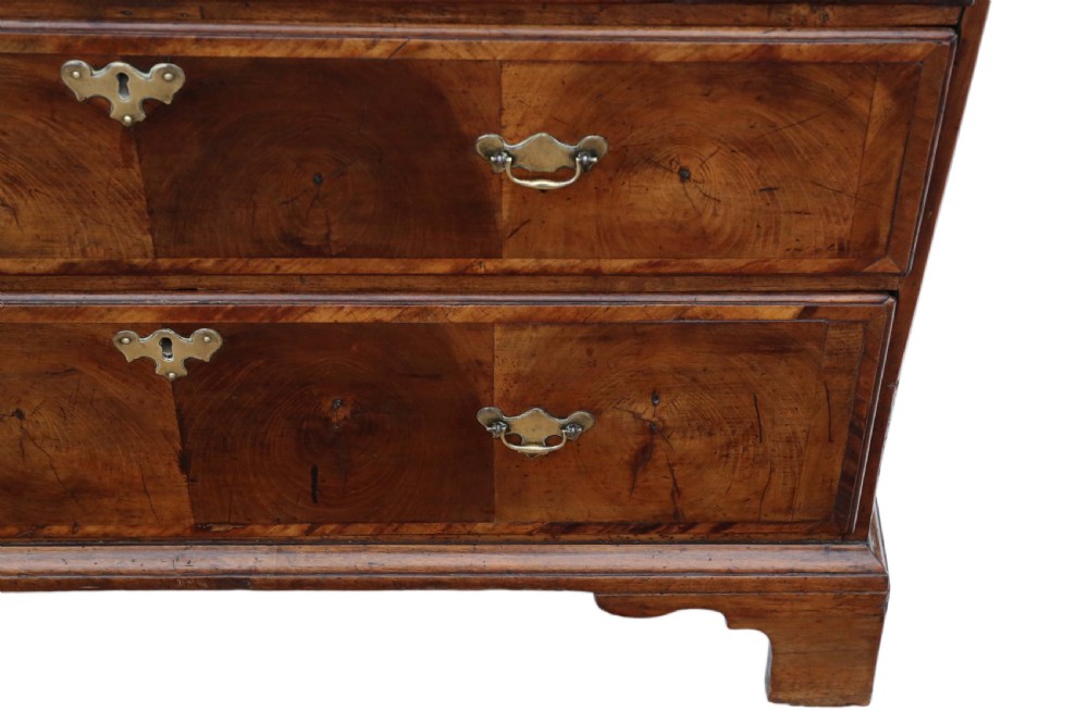 Georgian oyster walnut and fruitwood chest of drawers View VII