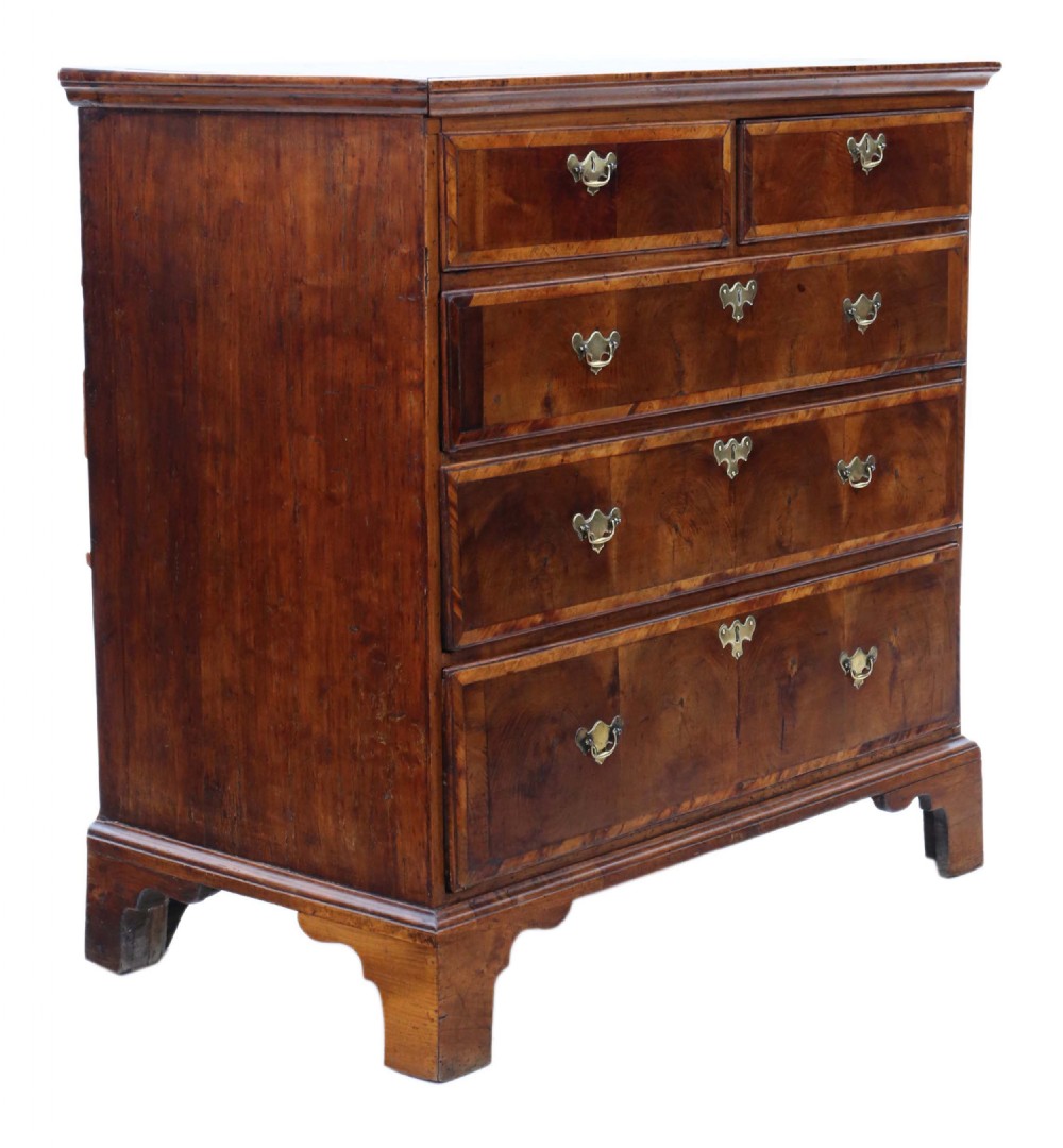 Georgian oyster walnut and fruitwood chest of drawers View X