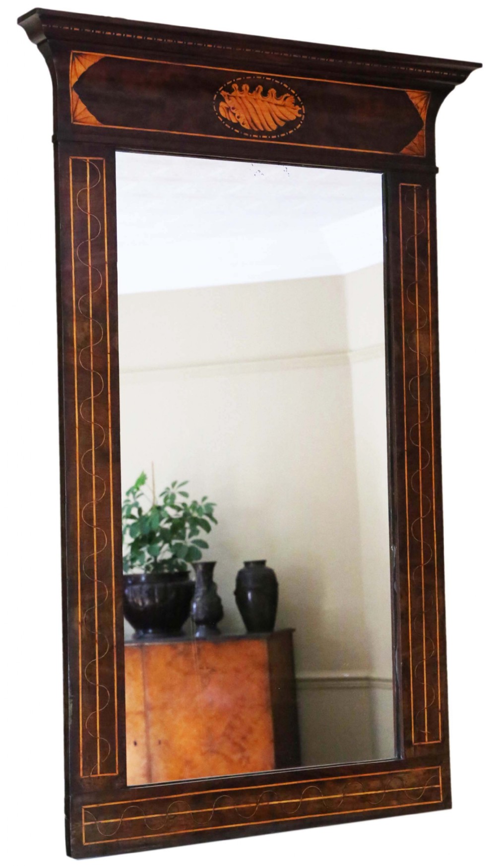 Georgian mahogany overmantle wall mirror