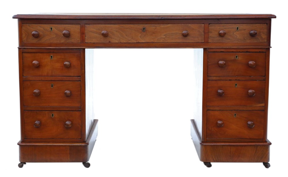 19th Century mahogany desk twin pedestal 
