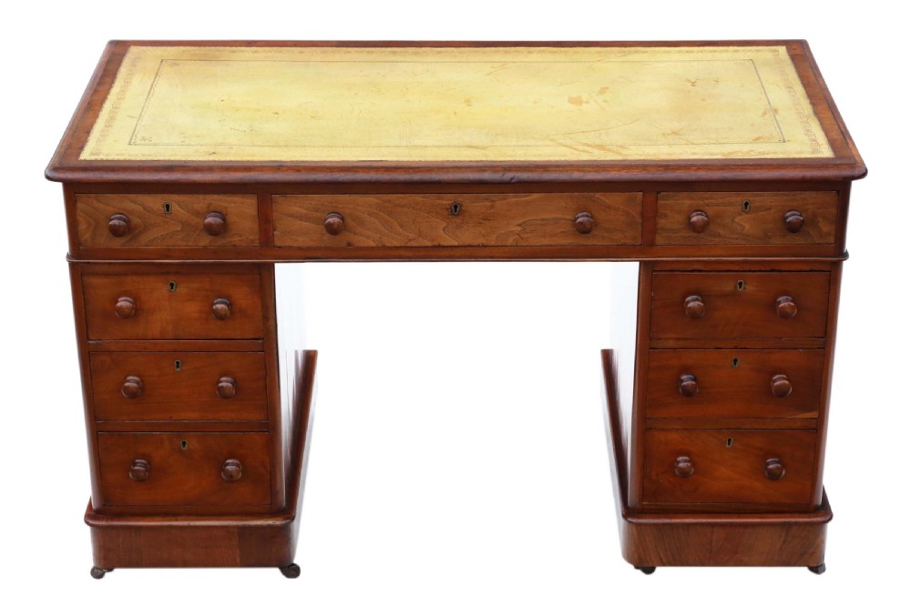19th Century mahogany desk twin pedestal  View II