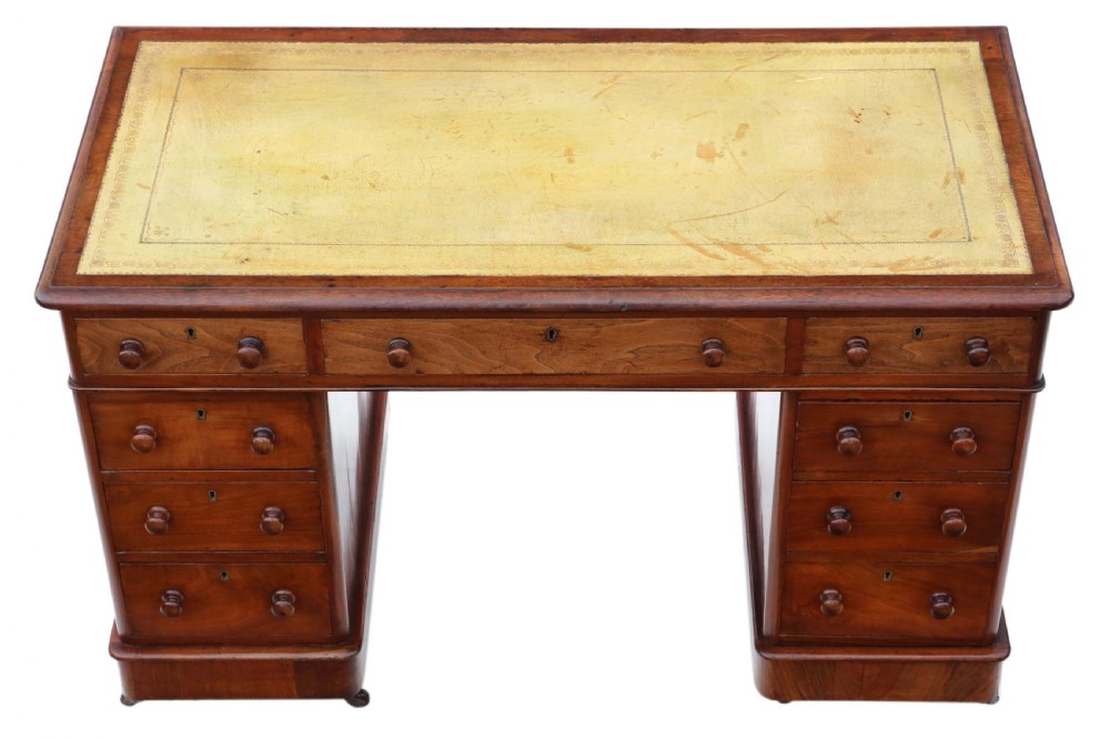 19th Century mahogany desk twin pedestal  View III