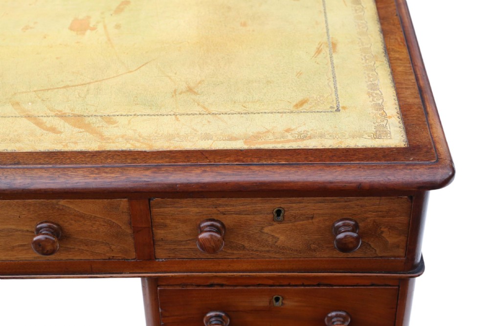 19th Century mahogany desk twin pedestal  View V